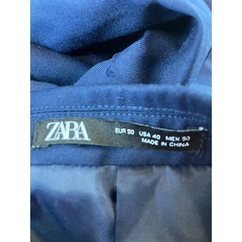 Zara Mens Suit Jacket EU 50 US 40 Blue Single Breasted Formal 8288/712 NWOT
